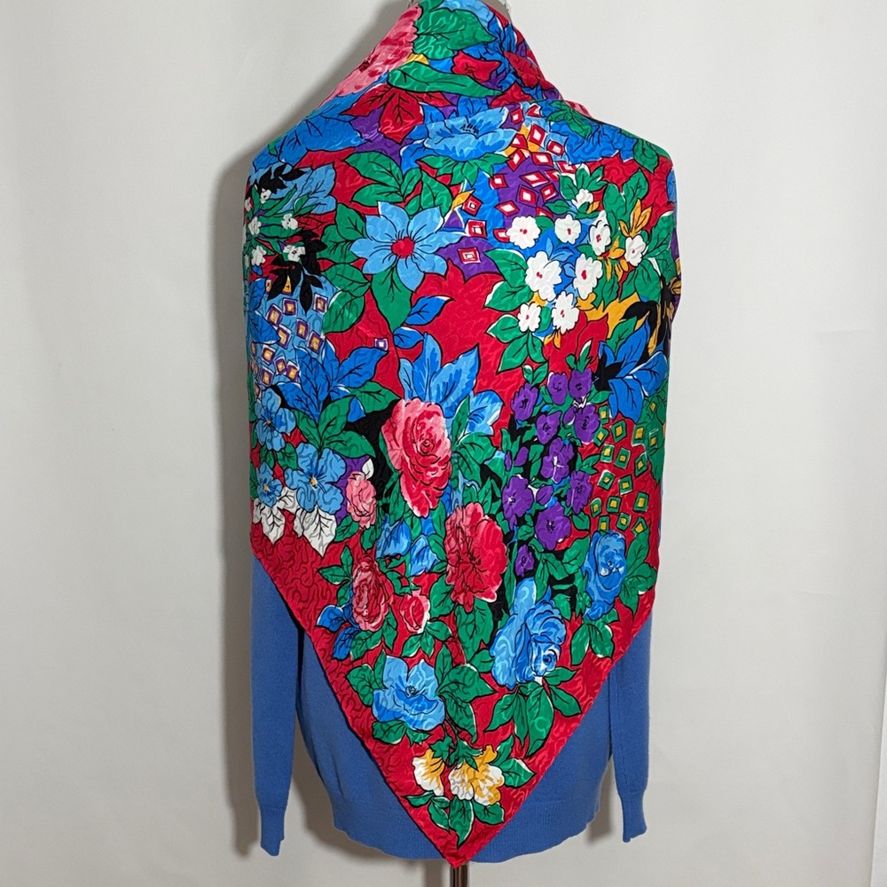 Diane Freis Silk Vibrant Floral Scarf 42” x 42”